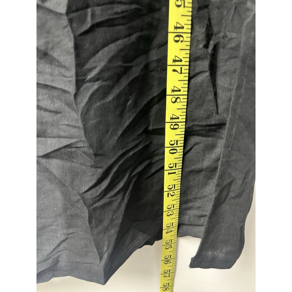 Finity Naturals Linen Blend Midi Wrap Dress 4 Black V Neck Sleeveless Minimalist - Picture 9 of 12